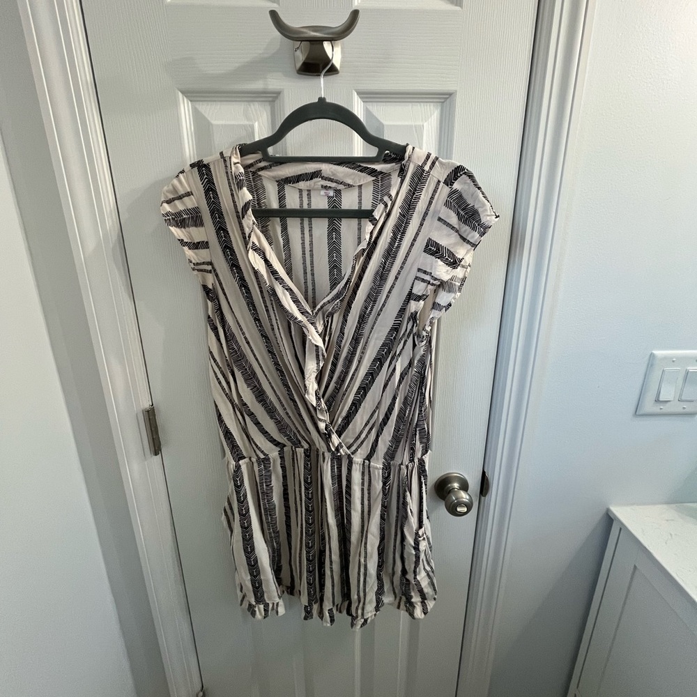 Cream/off white and black print romper